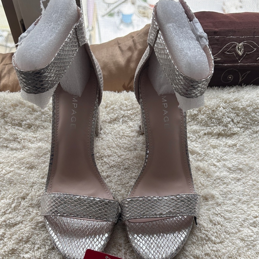 Rampage Metallic Silver Heels